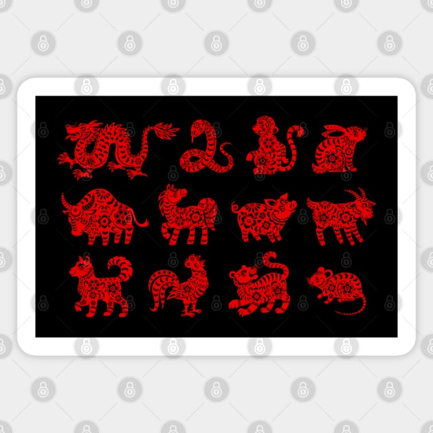 Chinese horoscope animals Sticker by Mako Design 